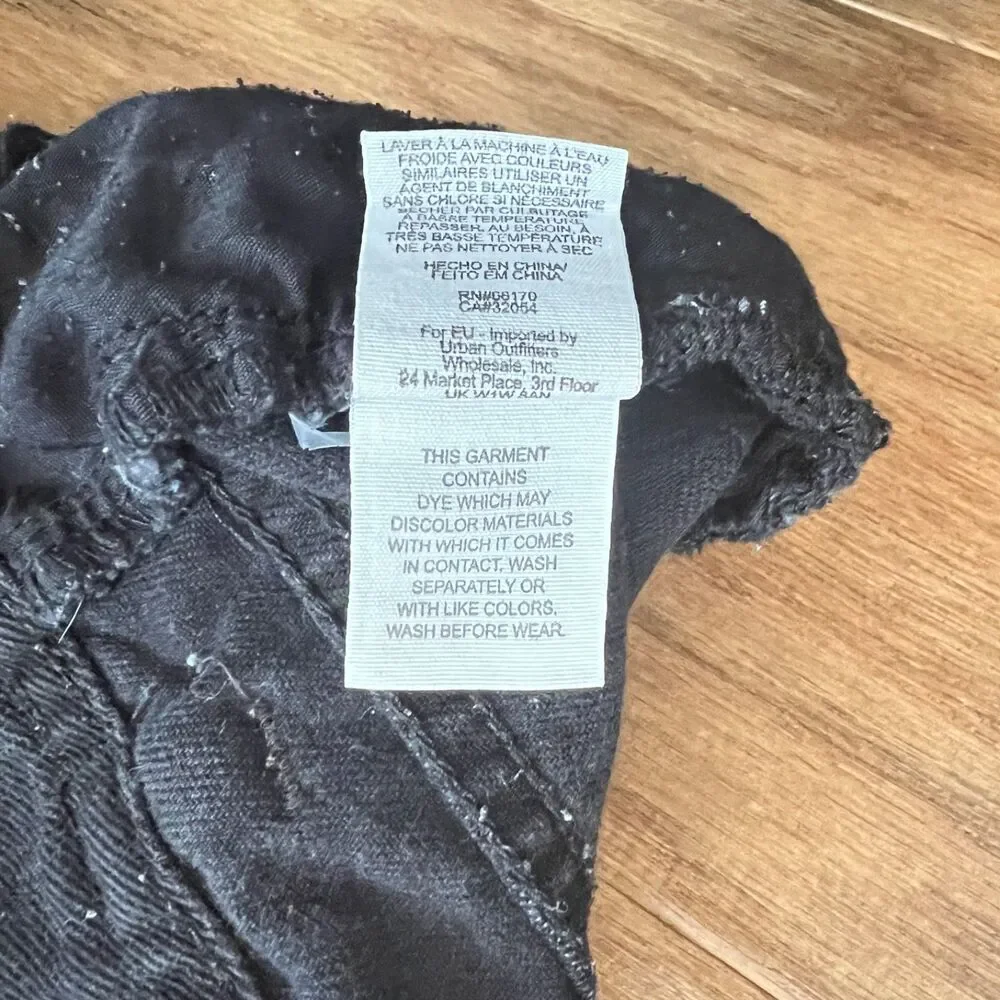 Free People Denim Shorts Size 29 Black Cutoff Raw Hem Distressed Button Fly